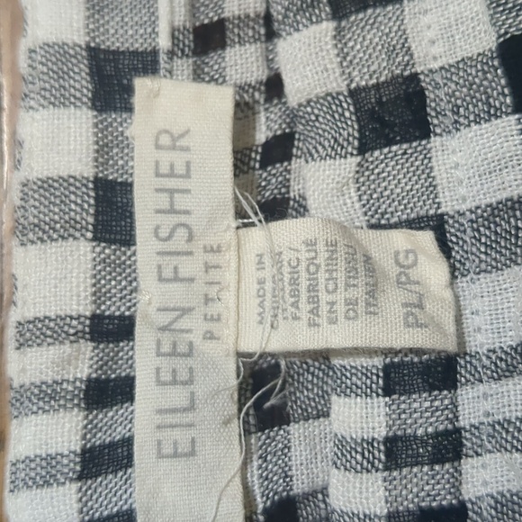 Eileen Fisher Boxy Linen Top Windowpane Check WhiteBlack Size LG Petite - Picture 6 of 9